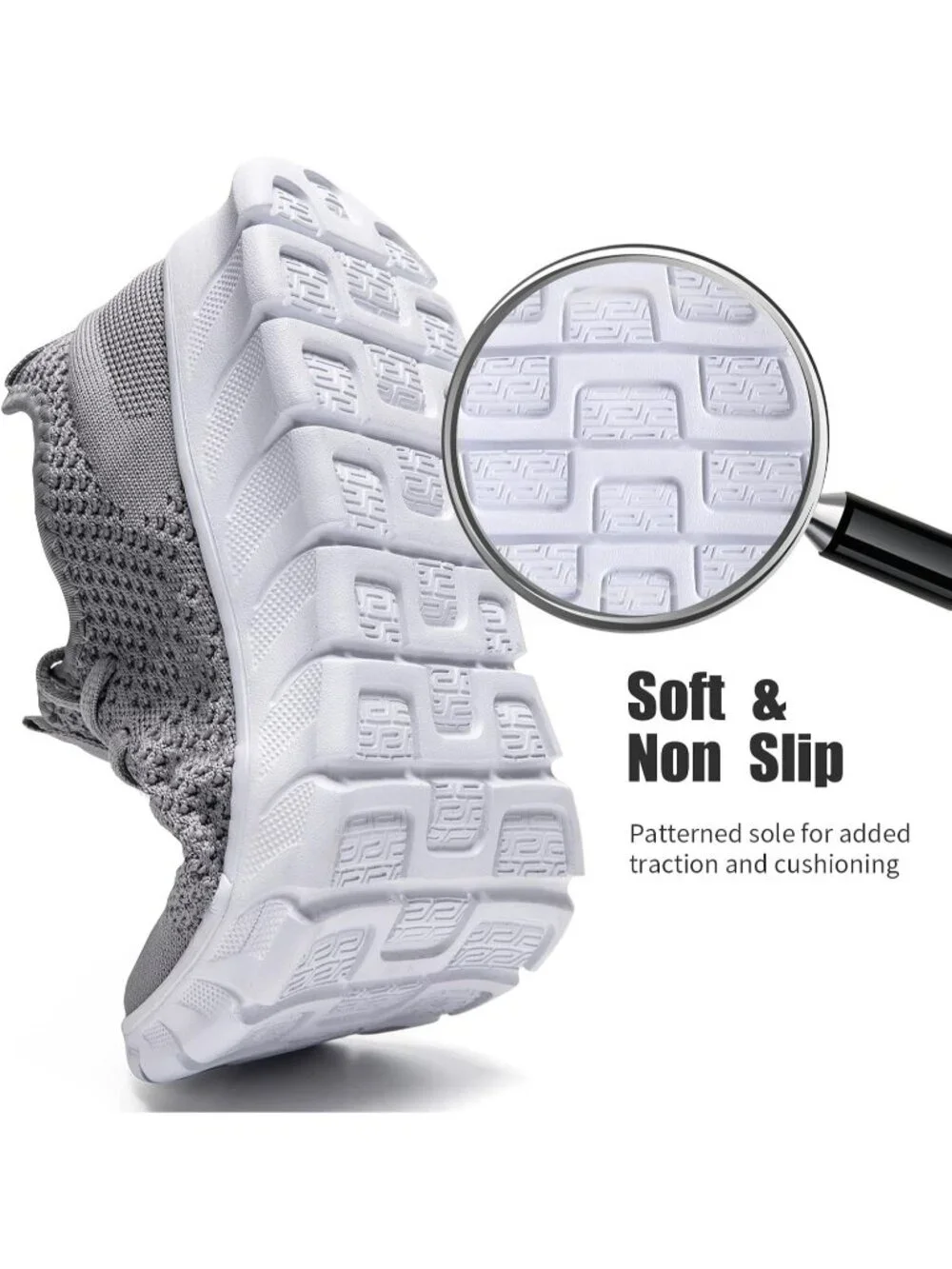 🆕Men's Grey Mesh Running Shoes Slip On Tennis Walking Sneakers Gym Athletic